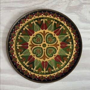 VTG Bronze & Lacquered Cloisonné‎ Mandala 6-1/2" Plate